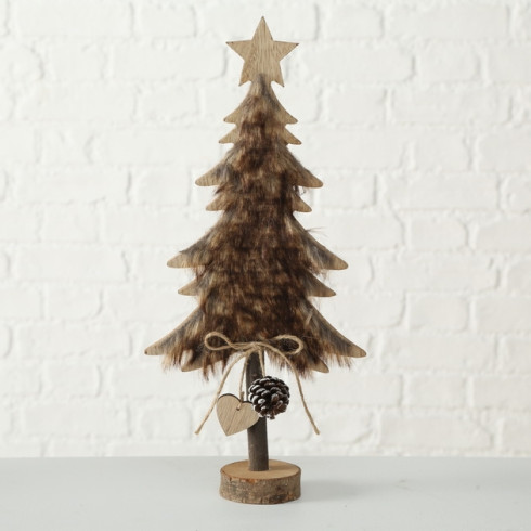 Drevený stromček s kožušinou 30 cm