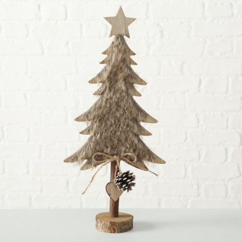 Drevený stromček s kožušinou 30 cm