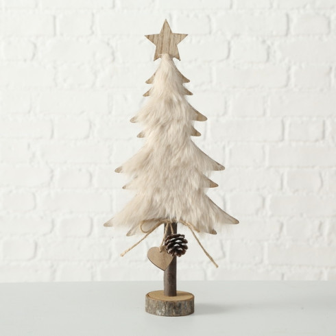 Drevený stromček s kožušinou 30 cm