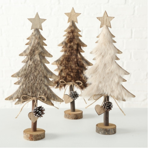 Drevený stromček s kožušinou 30 cm