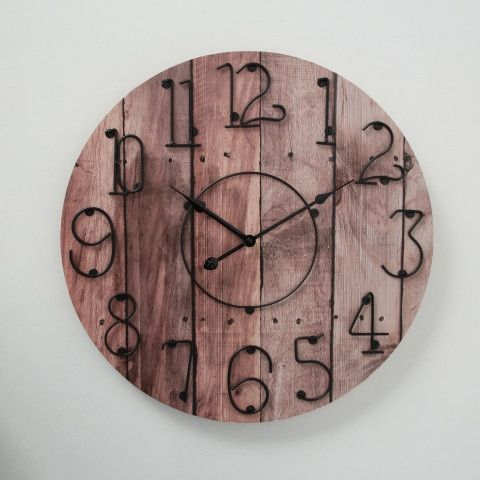 Hodiny nástenné v dekore dreva - 50 cm