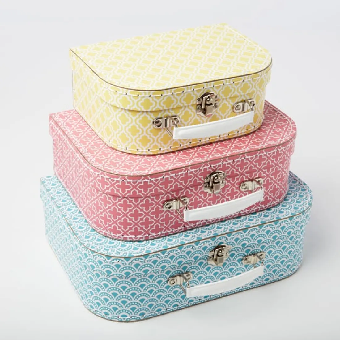 Kartónový kufrík s geometrickými vzormi- veľký