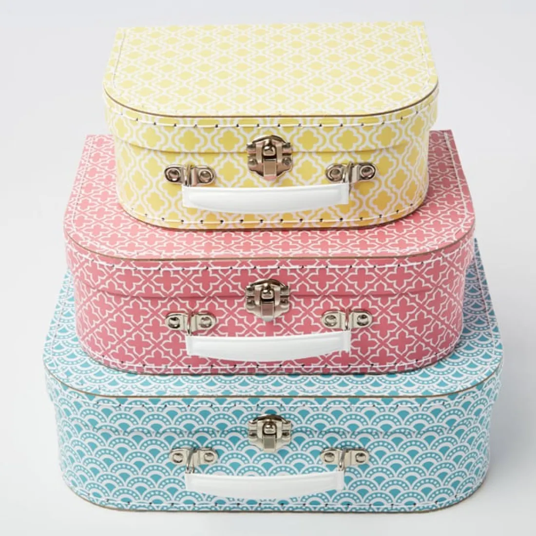 Kartónový kufrík s geometrickými vzormi- veľký