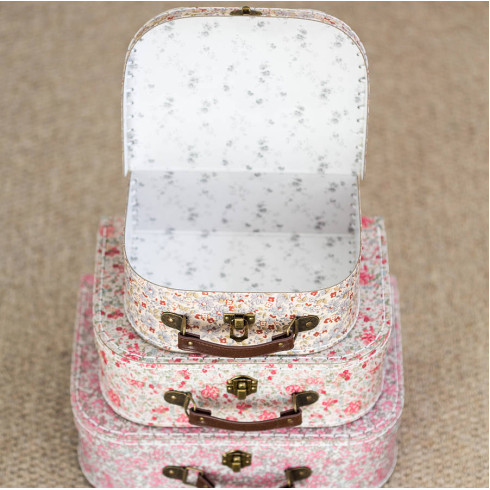 Kartónový kufrík s kvetinami - malý