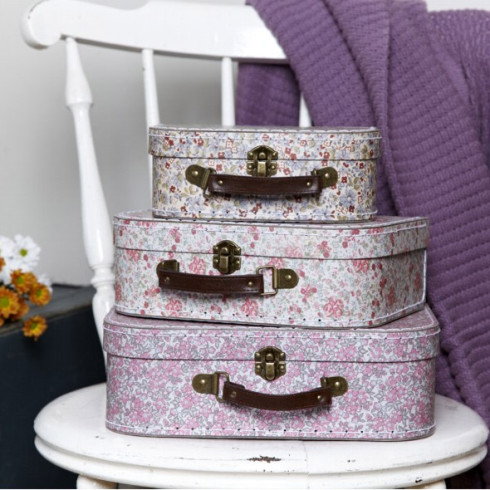 Kartónový kufrík s kvetinami - stredná