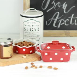 Keramická maselnička / zapekacia miska s pokrievkou - červená