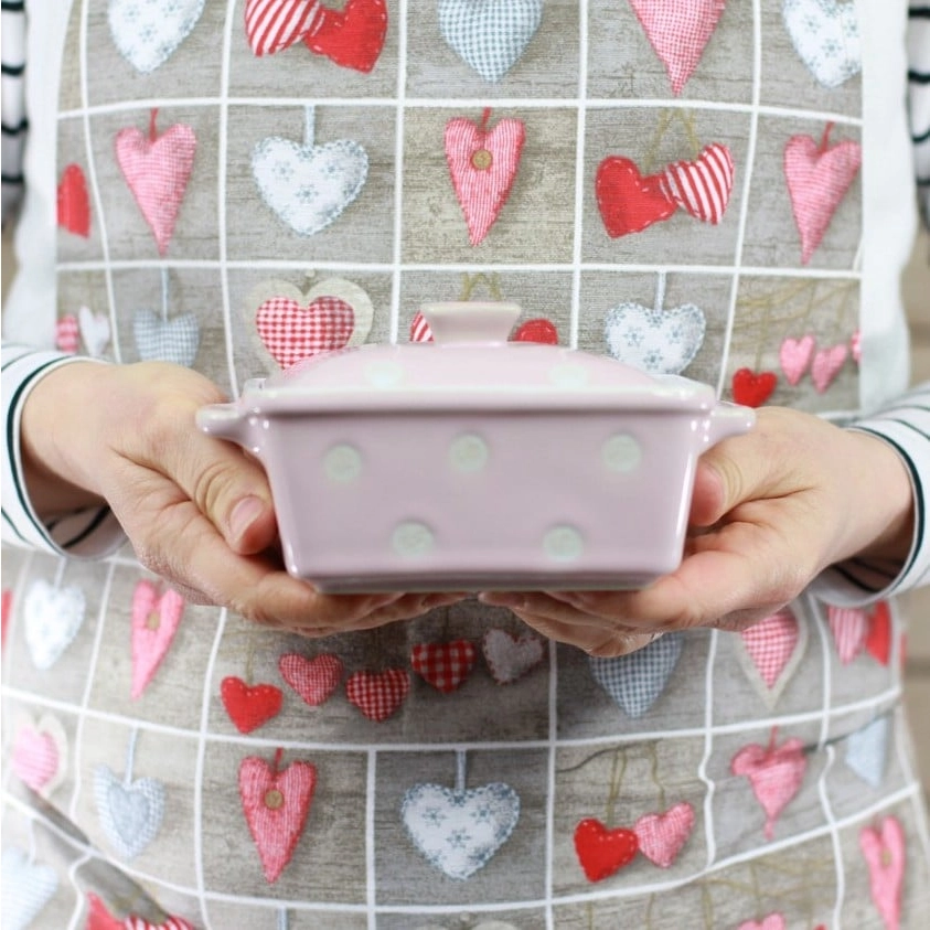 Keramická máselnička / zapékací miska s poklicí - růžová