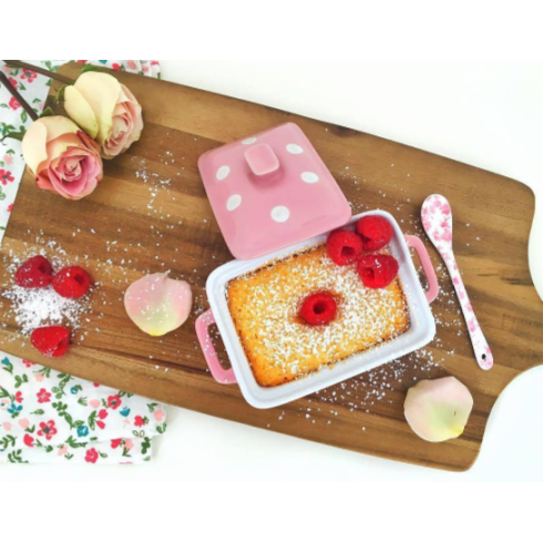 Keramická máselnička / zapékací miska s poklicí - růžová Keramická máselnička / zapékací miska s poklicí - růžová