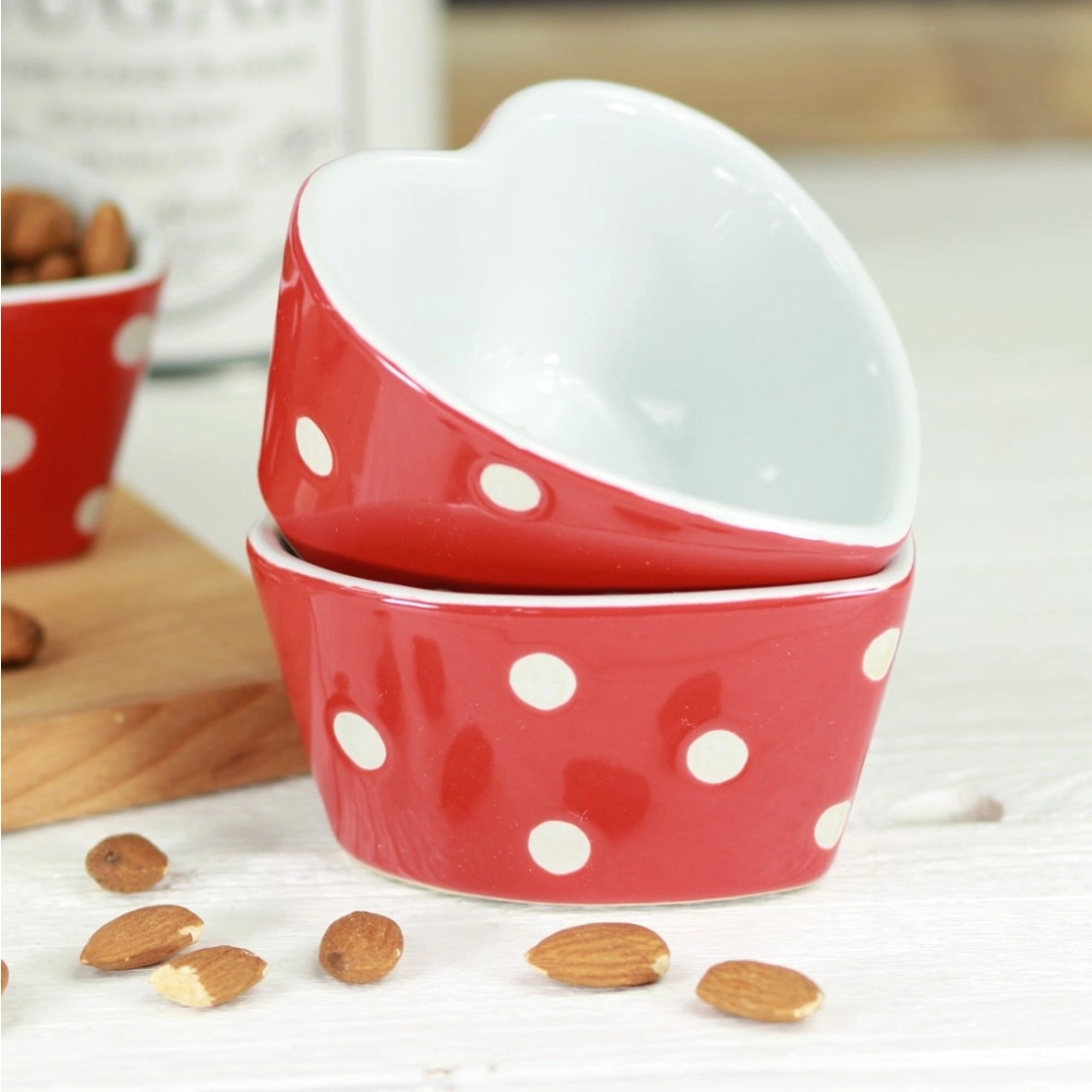 Keramická zapékací miska 10 cm - srdíčko červené