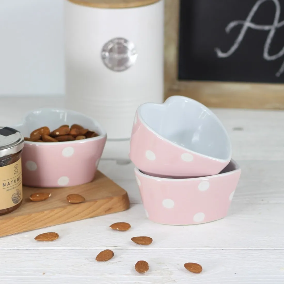 Keramická zapékací miska 10 cm - srdíčko růžové