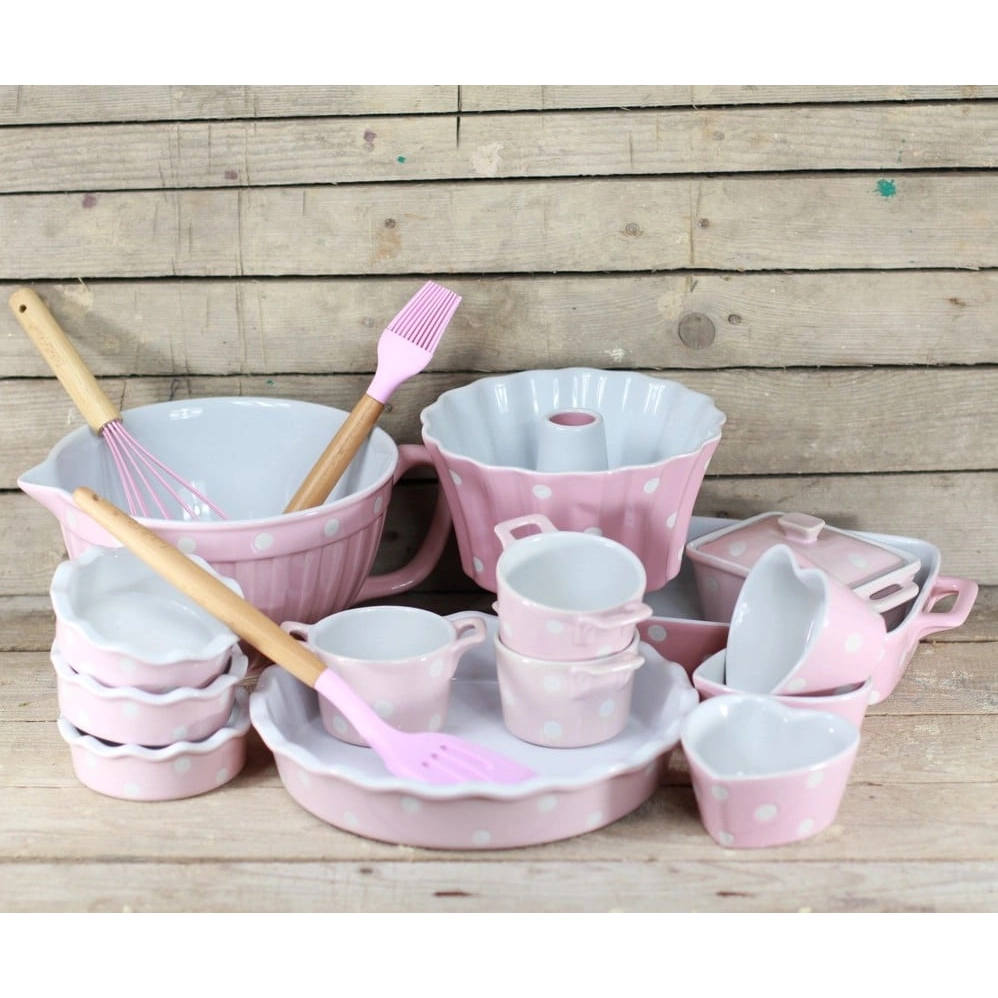 Keramická zapékací miska 10 cm - srdíčko růžové