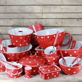 Keramická zapekacia miska s ušami - 13 cm červená