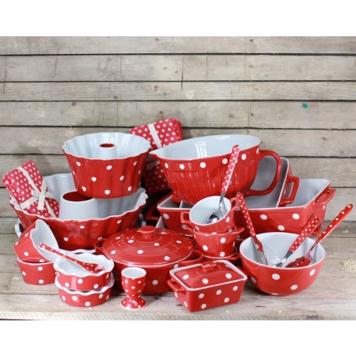 Keramická zapekacia miska s ušami - 13 cm červená