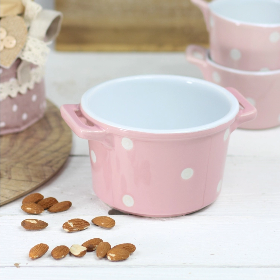 Keramická zapékací miska s ušima - 13 cm růžová