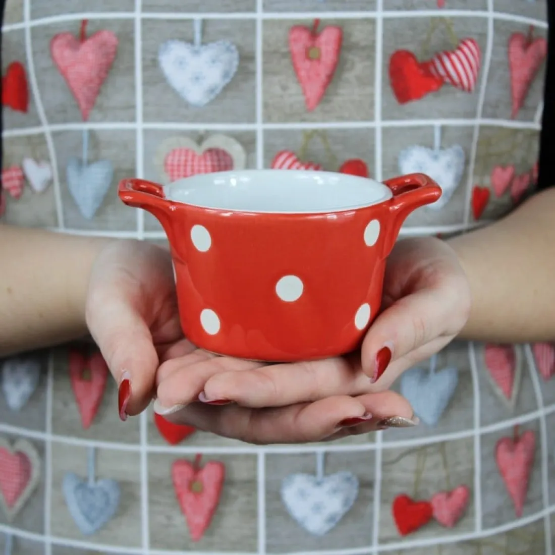 Keramická zapekacia miska s ušami 9 cm červená