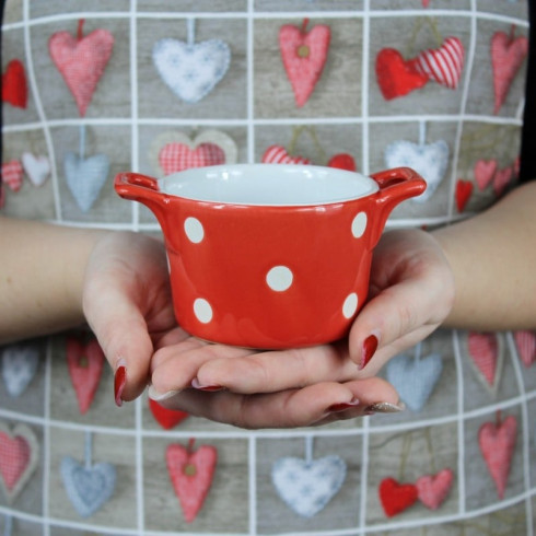 Keramická zapekacia miska s ušami 9 cm červená