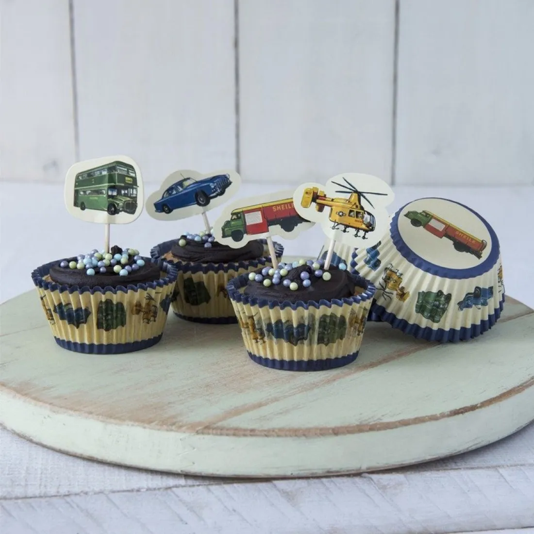 Košíčky na muffiny se zápichy Auta - sada 48 ks