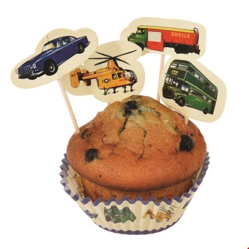 Košíčky na muffiny se zápichy Auta - sada 48 ks