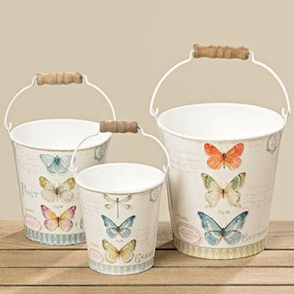 Kovový květináč s motýly - nejmenší