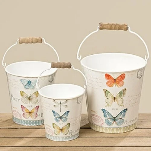 Kovový kvetináč s motýľmi - najväčší