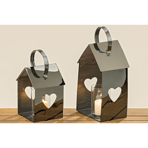 Kovová lucerna Domeček 23 cm - menší