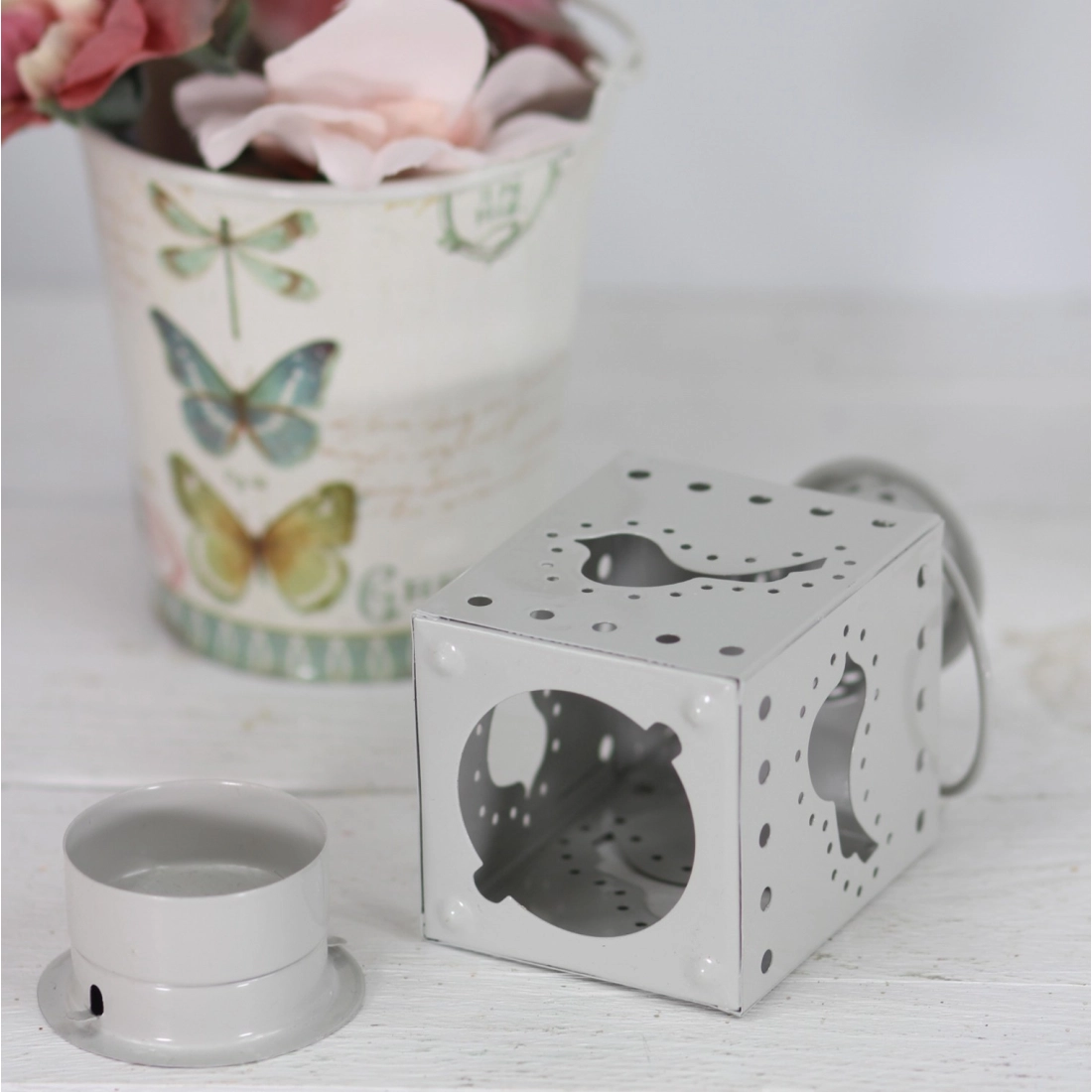 Kovový lampášik Spring 11 cm - šedý