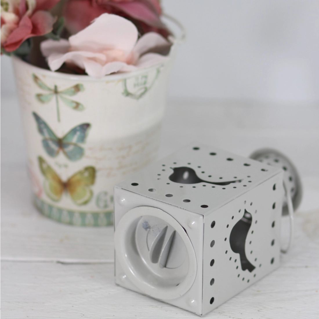 Kovový lampášik Spring 11 cm - šedý