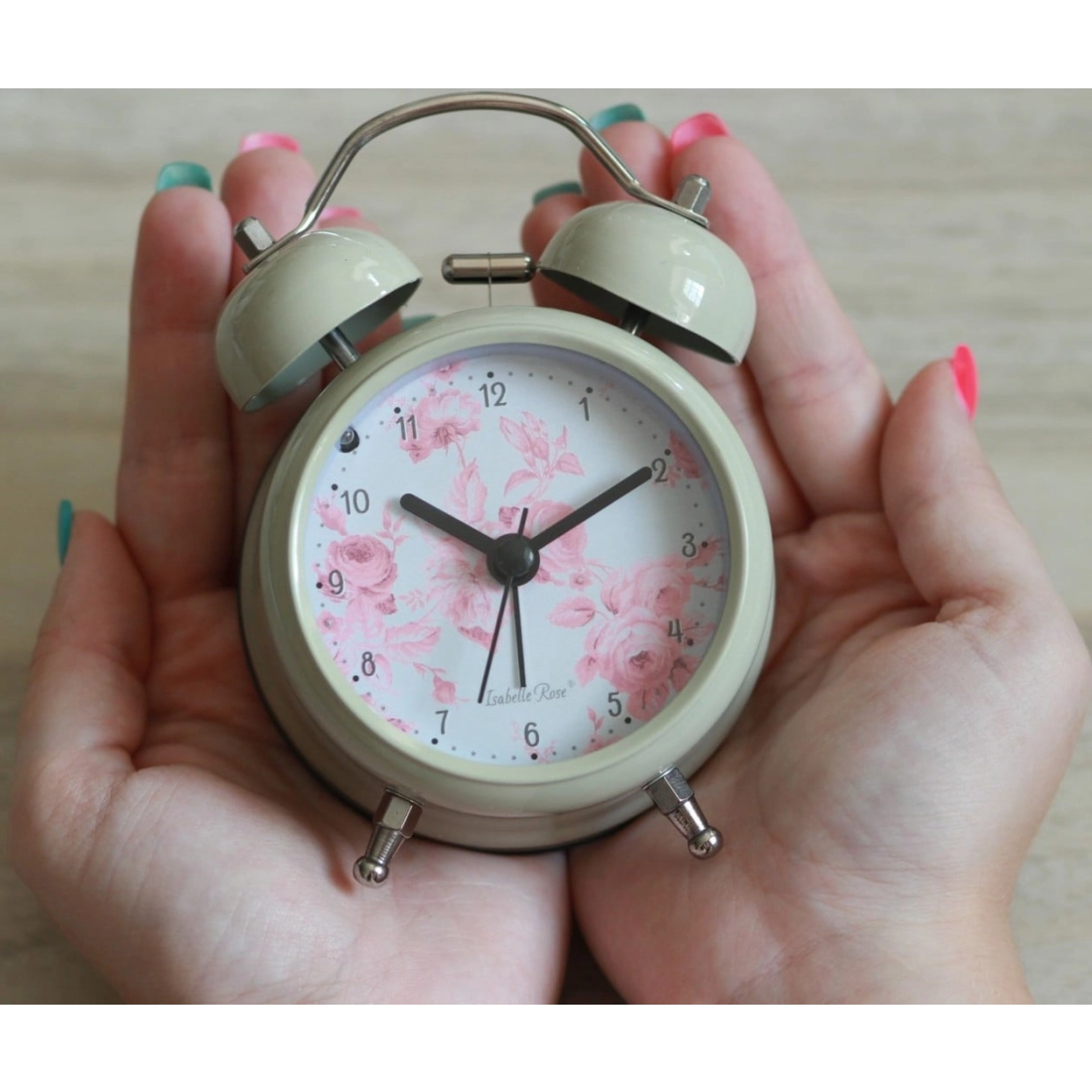 Kovový retro budík šedý