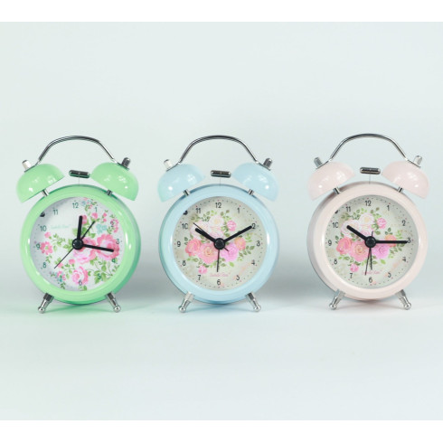 Kovový retro budík šedý