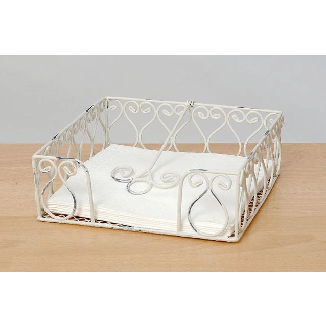 Kovový zásobník na ubrousky - bílý