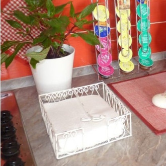 Kovový zásobník na obrúsky - biely