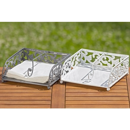 Kovový zásobník na ubrousky - bílý