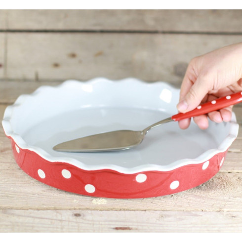 Nerezová lopatka na tortu 26 cm červená