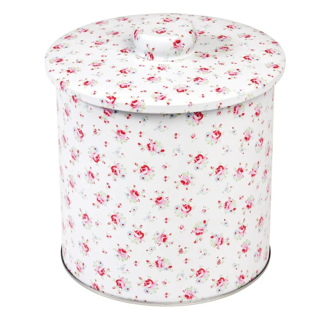 Plechová dóza s víkem s růžemi - 15,5 cm