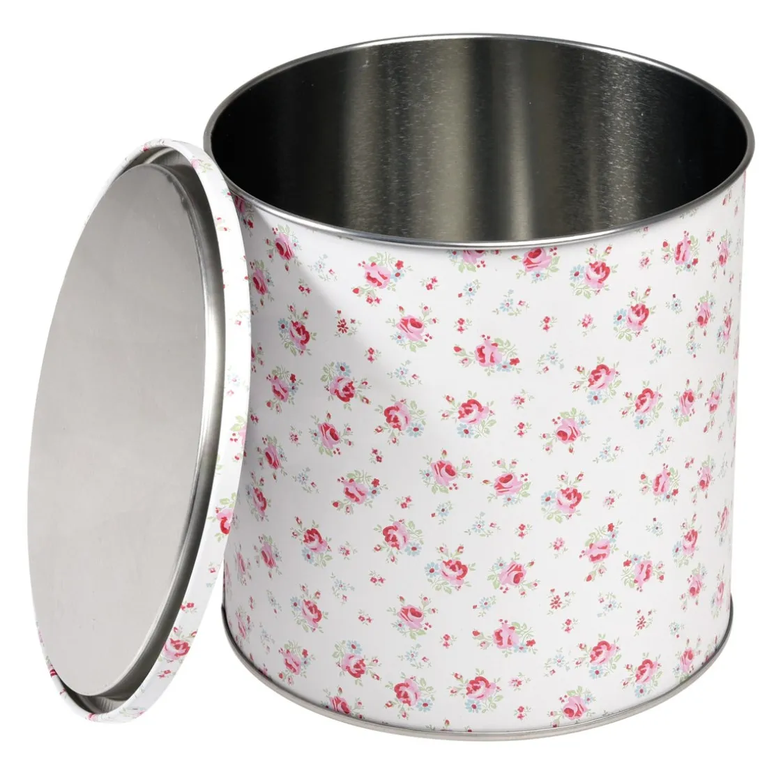 Plechová dóza s víkem s růžemi - 15,5 cm