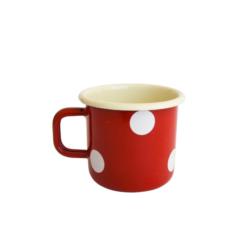 Plechový hrnček s uchom 280 ml - červený