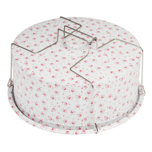 Plechový podnos na dort s podnosem s růžemi - 29 cm