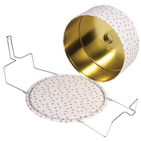 Plechový podnos na dort s podnosem s růžemi - 29 cm