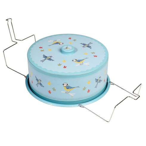 Plechový podnos na dort s podnosem s ptáčky - 29 cm