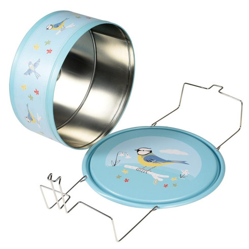 Plechový podnos na dort s podnosem s ptáčky - 29 cm