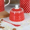 Porcelánová cukornička s bodkami - červená