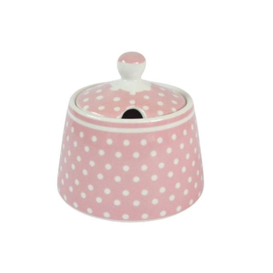 Porcelánová cukřenka s puntíky - růžová