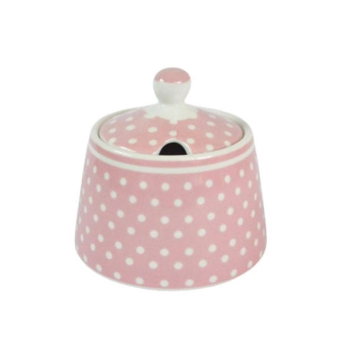 Porcelánová cukornička s bodkami - ružová