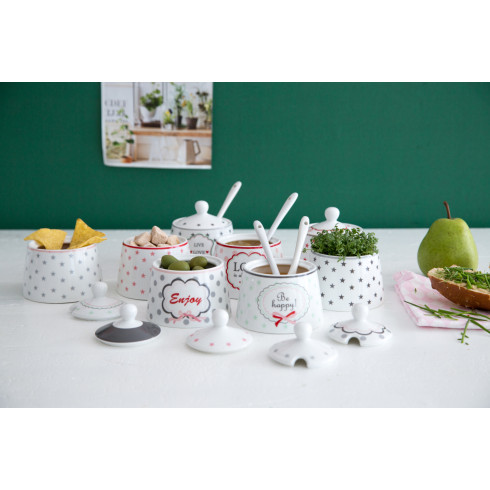 Porcelánová cukornička s lyžičkou Grey Stars Porcelánová cukornička s lyžičkou Grey Stars