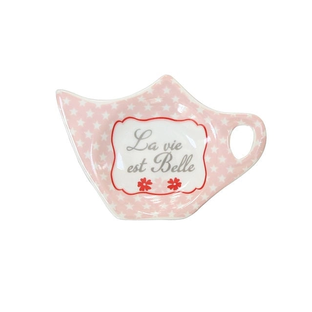 Porcelánová tácka na čajový sáčok La vie est Belle