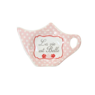 Porcelánová tácka na čajový sáčok La vie est Belle