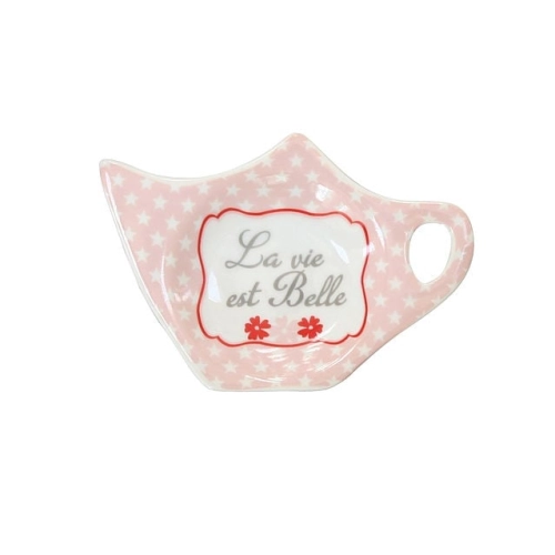 Porcelánová tácka na čajový sáčok La vie est Belle