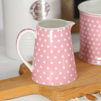 Porcelánový džbán na mlieko s bodkami 250 ml - ružový