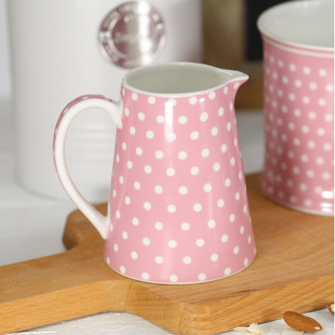 Porcelánový džbán na mlieko s bodkami 250 ml - ružový