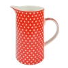 Porcelánový džbán s tečkami 1100 ml - červený